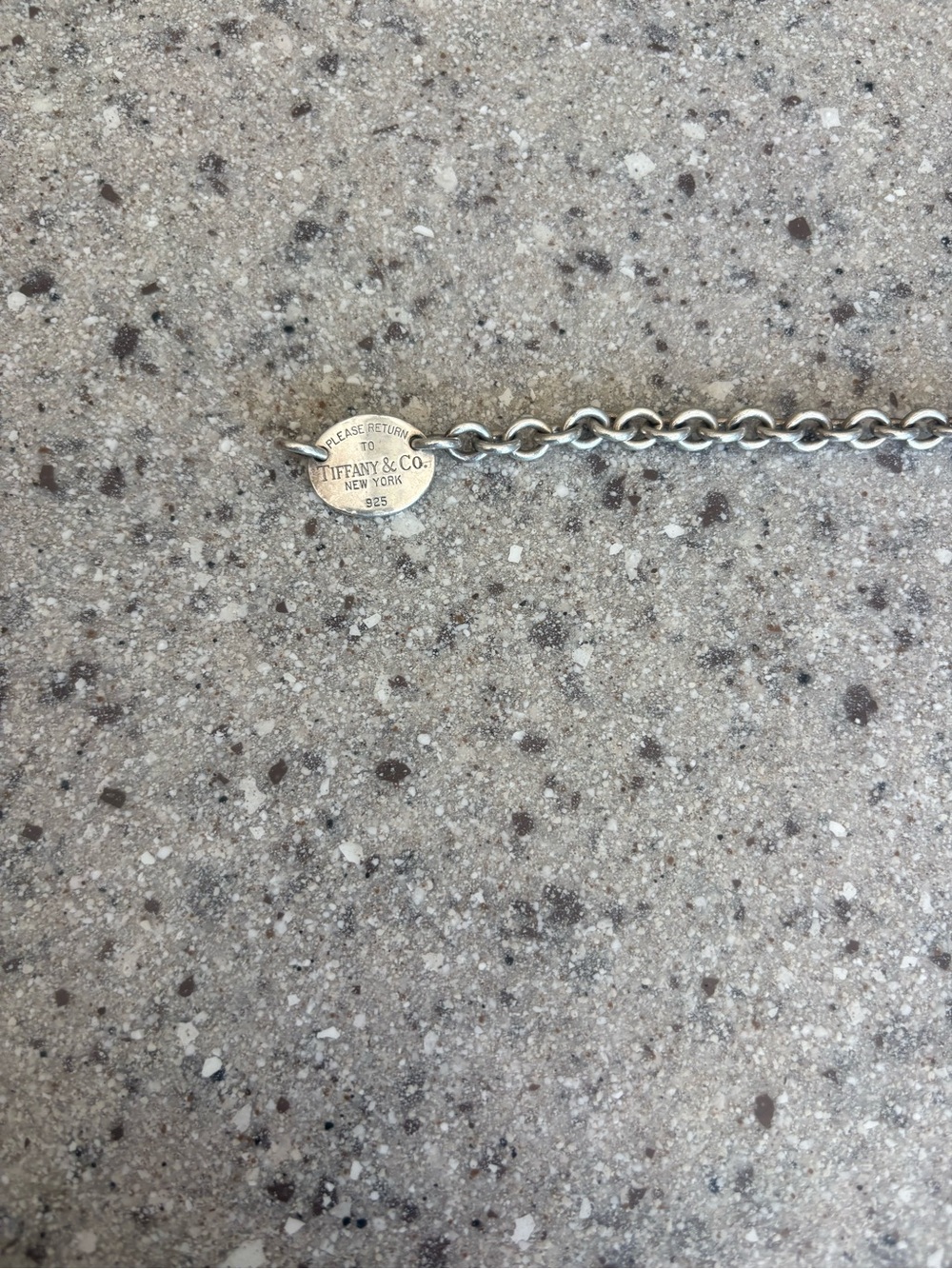 Tiffany & Co. Silver 'Please Return' Round Tag Link Necklace